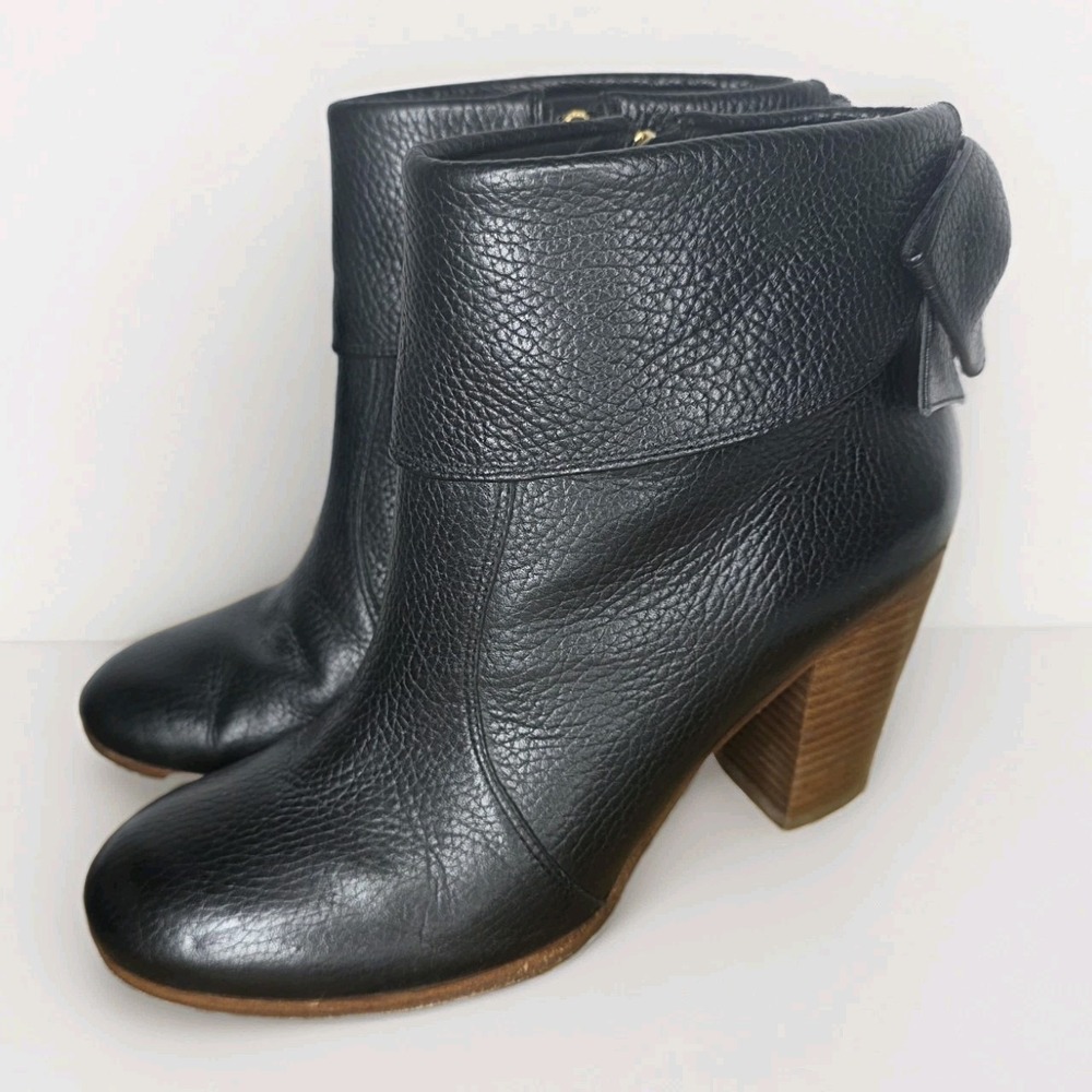 Kate Spade New York Bow Leather Ankle Bootie Black Round Toe Sz 7